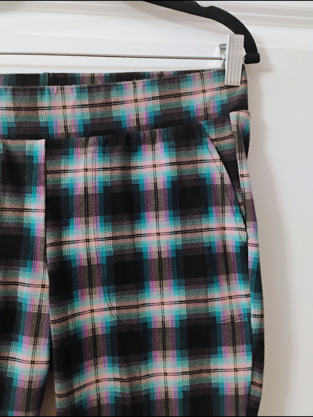Plaid Skinny Pants Blue Black Tartan Preppy Dark Academia Retro 90s Size 1X - Picture 4 of 6